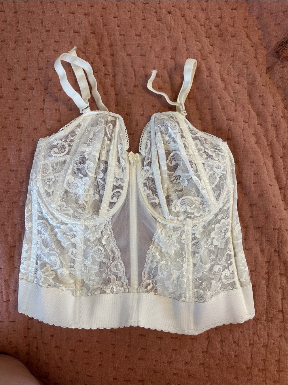 Ivory Lace convertible Longline bra. FLAW SEE NOTE